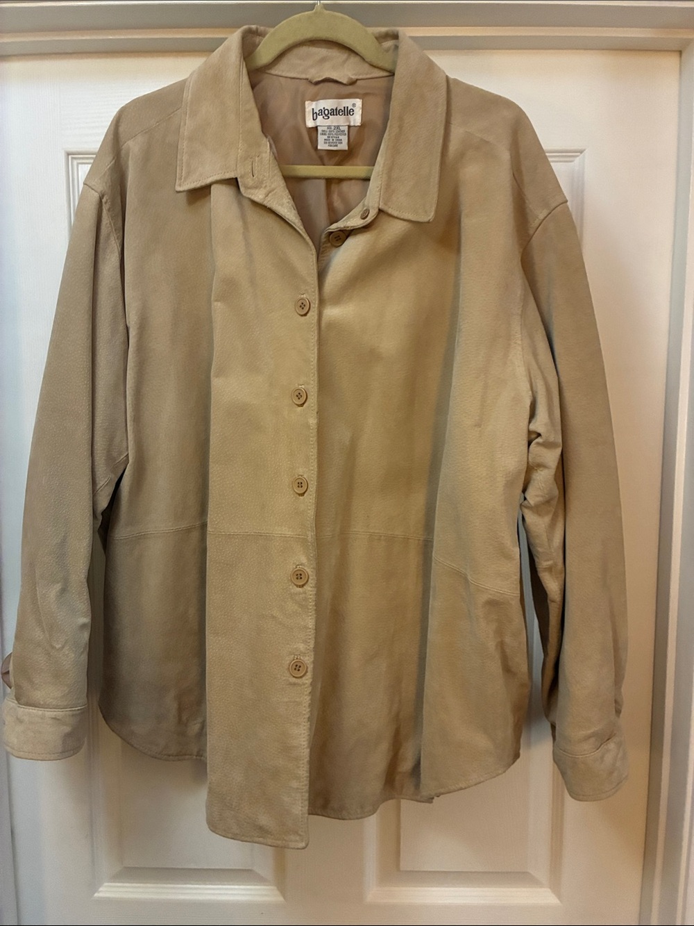 bagatelle Neutral Beige Leather Button-Front Jacket 2XL